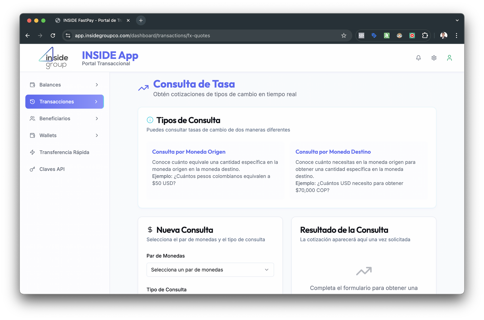 INSIDE App Portal Screenshot